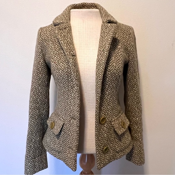 MaxMara Jackets & Blazers - Weekend Max Mara Wool Tweed Blazer Jacket Herringbone Tailored Fitted Size 2